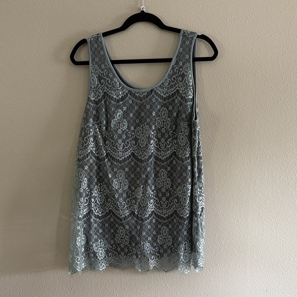 Maurices Lace Overlay Tank in Blue and Black